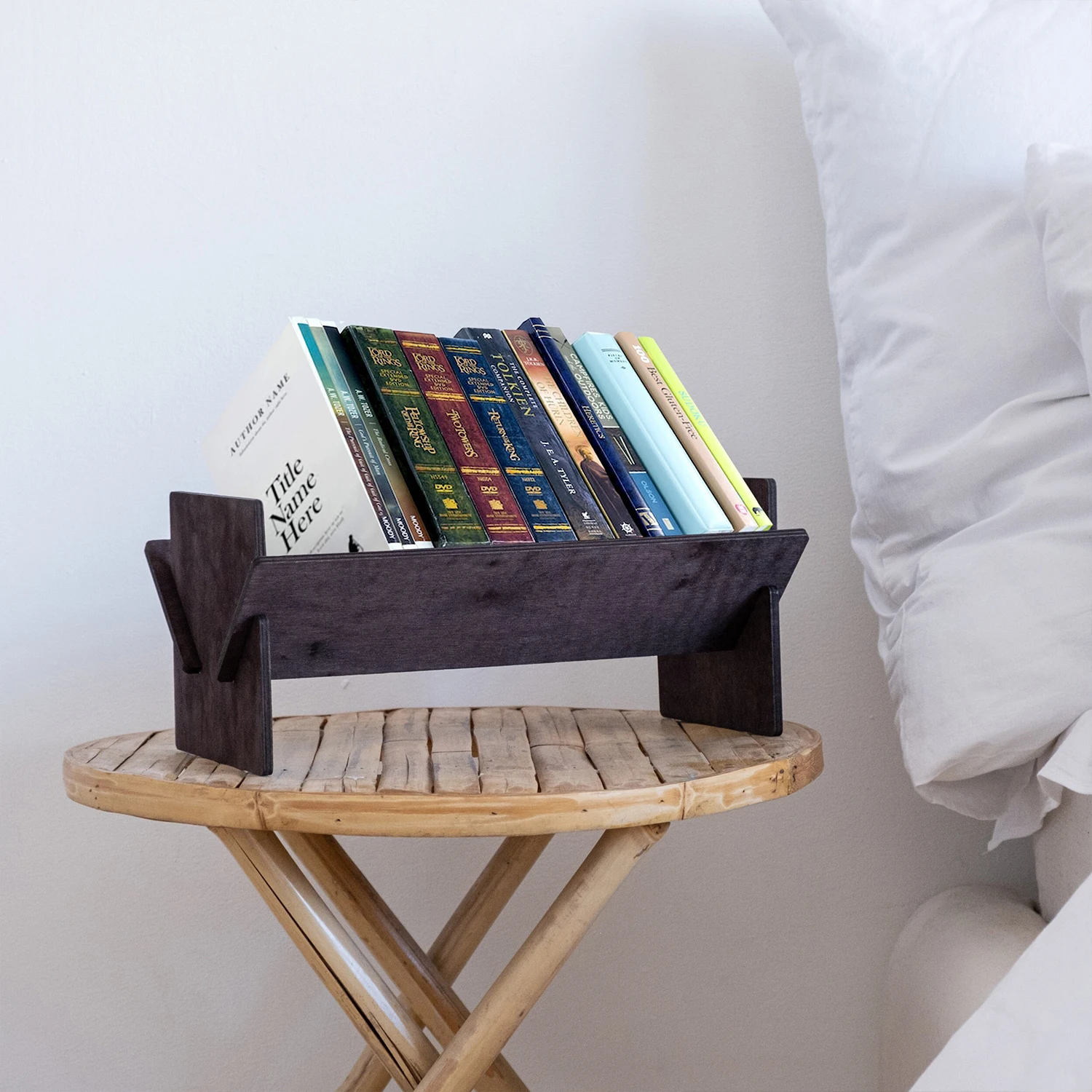 Wooden Desktop Bookshelf Tabletop Tilted Bookcases for Books Magazine CD Desk Organizers Storage Rack Living Room Office Home