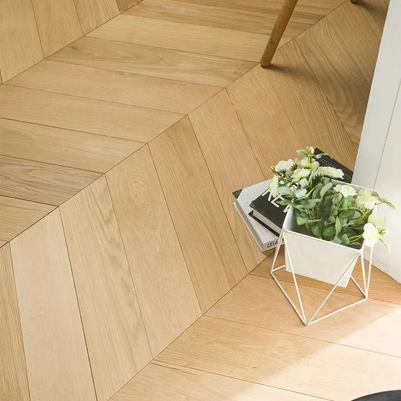 Japanese Herringbone Parquet White Oak 3-layer Solid Wood Flooring Household Lock Retro Simple Chevron Composite Wooden Floor