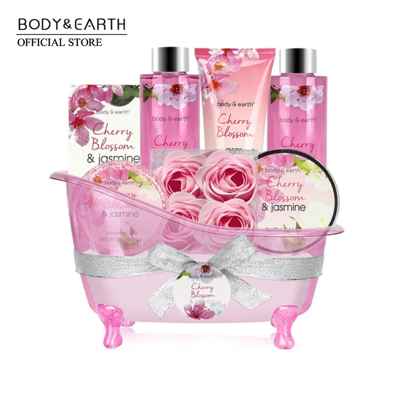 Cherry аромат цветения и жасмина включает в себя гель для душа с пузырьками для тела и лосьон для рук, Соли Для ванны и более совершенный набор подарков