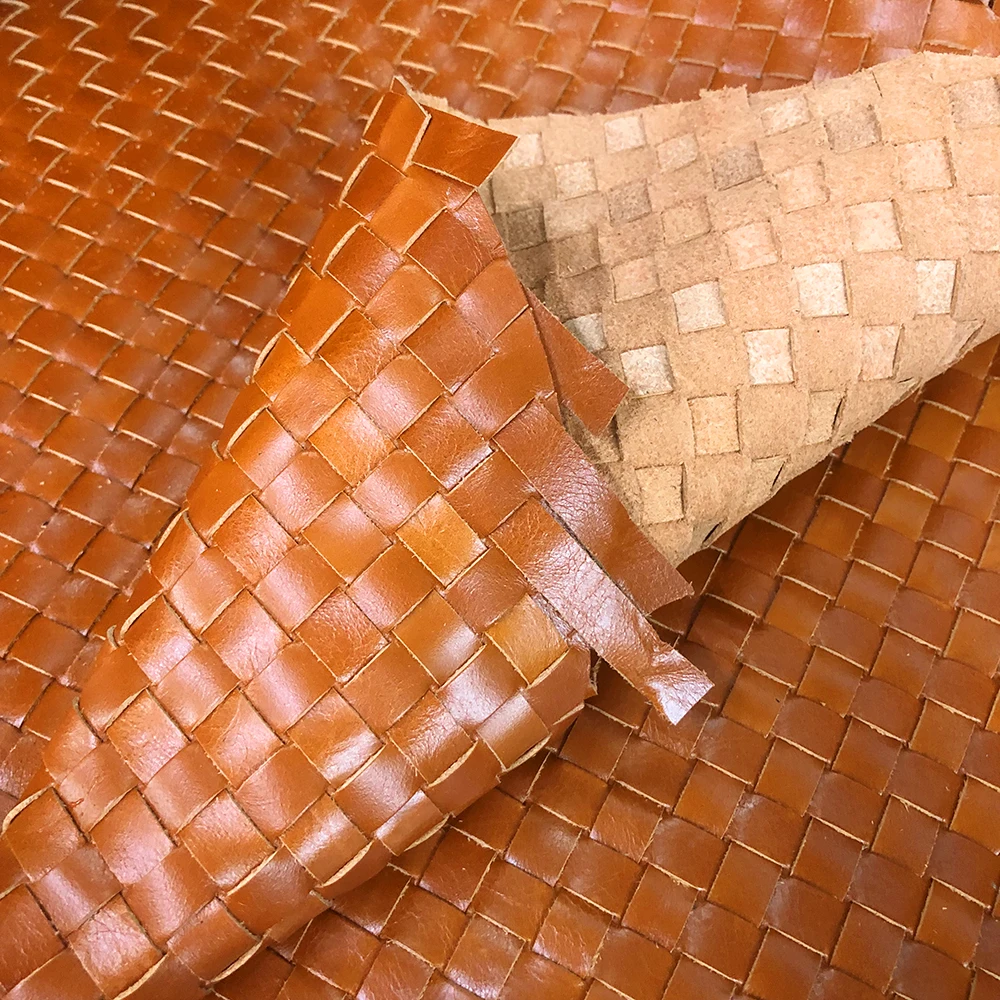 Braided leather genuine sheepskin woven skin weave leather