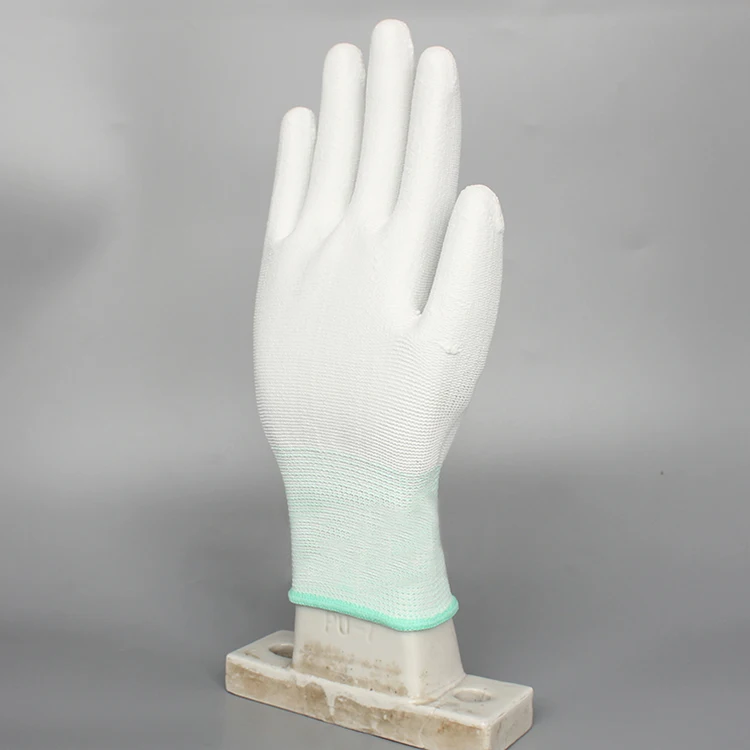 Antistatic PU Plam Coating Glove Carbon Fiber ESD pu top fitted gloves