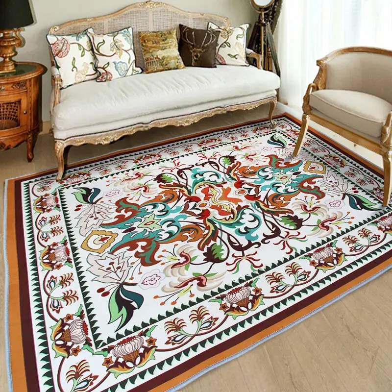 
Custom Printed Persian Carpet Bohemian Style Mandala Flower Pattern Floor Rug 