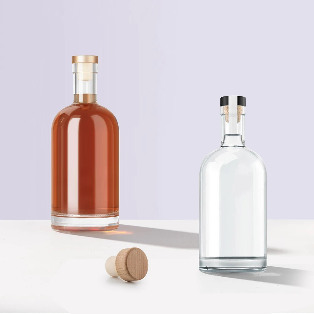 Worry-Free After-Sales 100ml/500ml Glass Wine Bottle Custom Label Stopper Aluminum Cork Vodka Fruit Wine Rum Packaging 750ml