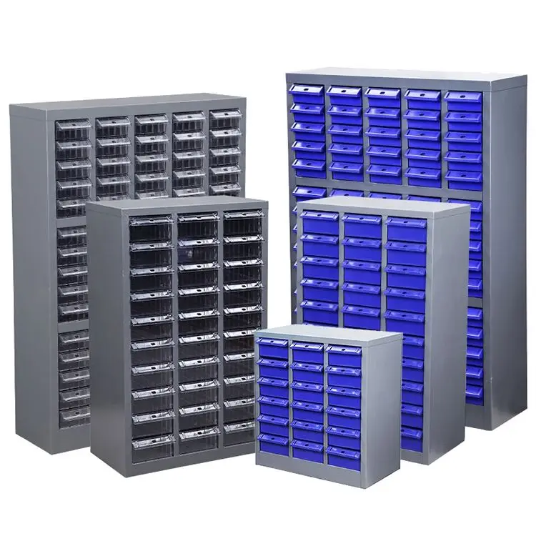 Heavy duty store small bolt screw parts plastic drawer lockable metal cabinet storage organizer with door