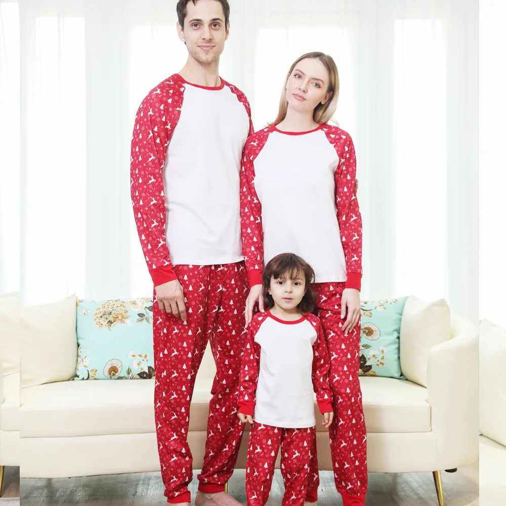 Popular Family Parent-child Outfit Autumn Winter Parent-child Pajamas Set Cute Print Long Sleeve Pajamas Set