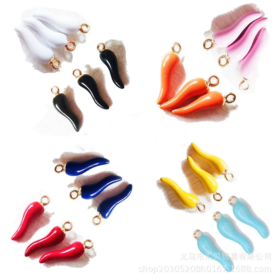 3D DIY Gold Plated Zinc Alloy Jewelry Making Accessories Enamel Enameled Vegetable Hot Pepper Chili Charm Pendant