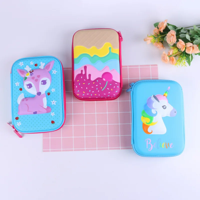 Lovely 3 Layers EVA large capacity 3-layer pencil case for girls boys kids