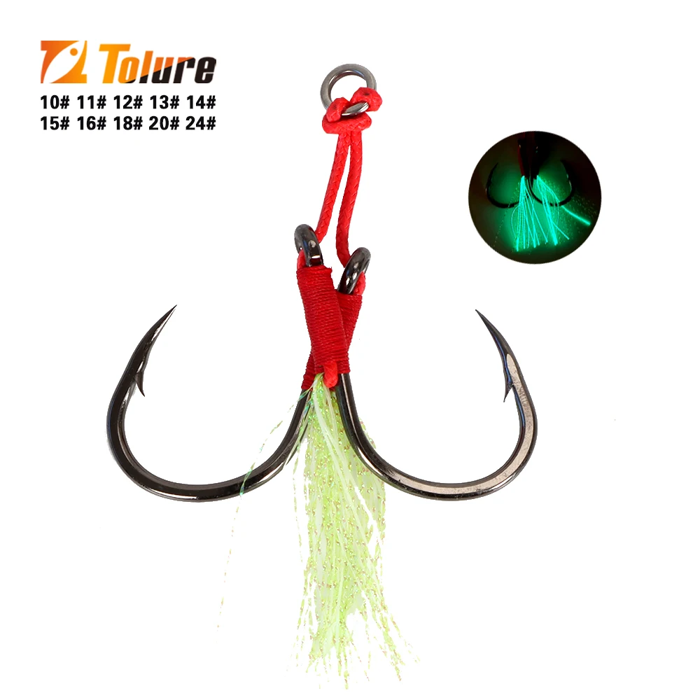 Tolure OEM bkk 10# -24# Assist Hooks Slow Fast Jigs Double Assist Replacement Dancing Stinger Jigging Hooks for Saltwater