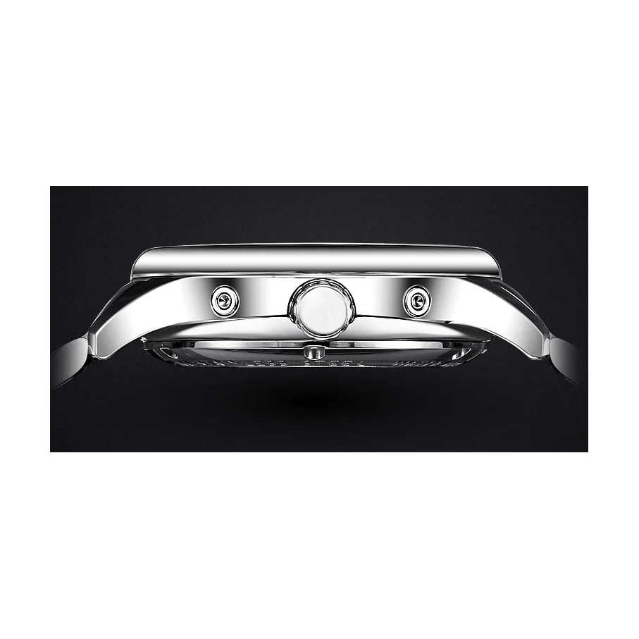 Мужские водонепроницаемые автоматические механические часы с календарём и корпусом из нержавеющей стали