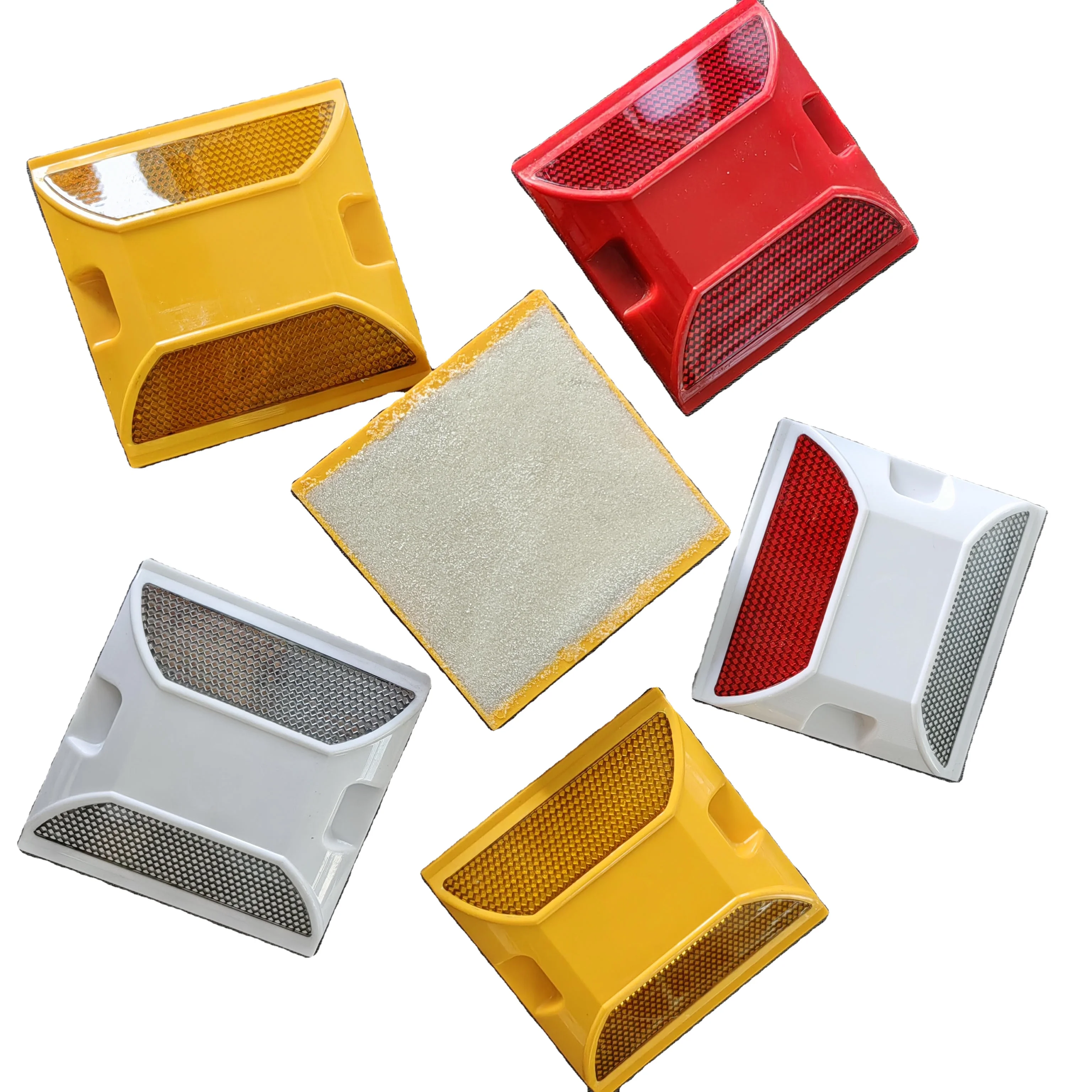 Traffic Safety Road Reflectors ABS Plastic Sand Filling White Cat Eye Square Driveway Marker Road Stud