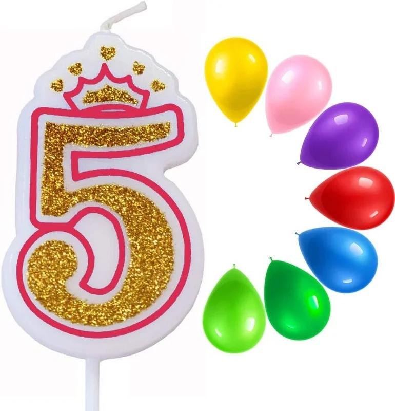 Happy Birthday Candles Cake Candles, Glitter 3 Birthday Candle, Number 3 Candle for Birthday Cake