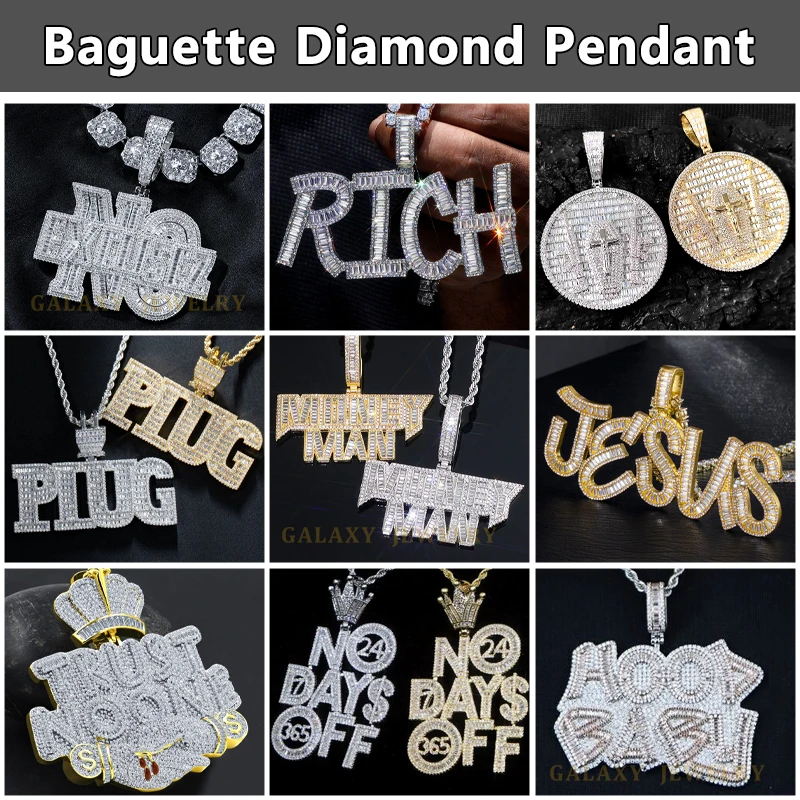 Customized Moissanite Men Pendant Letters Iced Out Necklace 925 Silver Rappers Personalized Hiphop Jewelry Initial Name Pendant