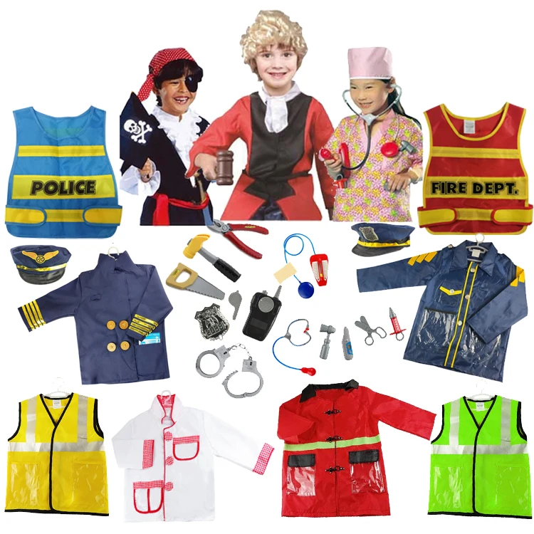 Simple packaging cosplay Prop Costume astronaut Doctors nurses firefighters special forces Career dresses for kid toys set