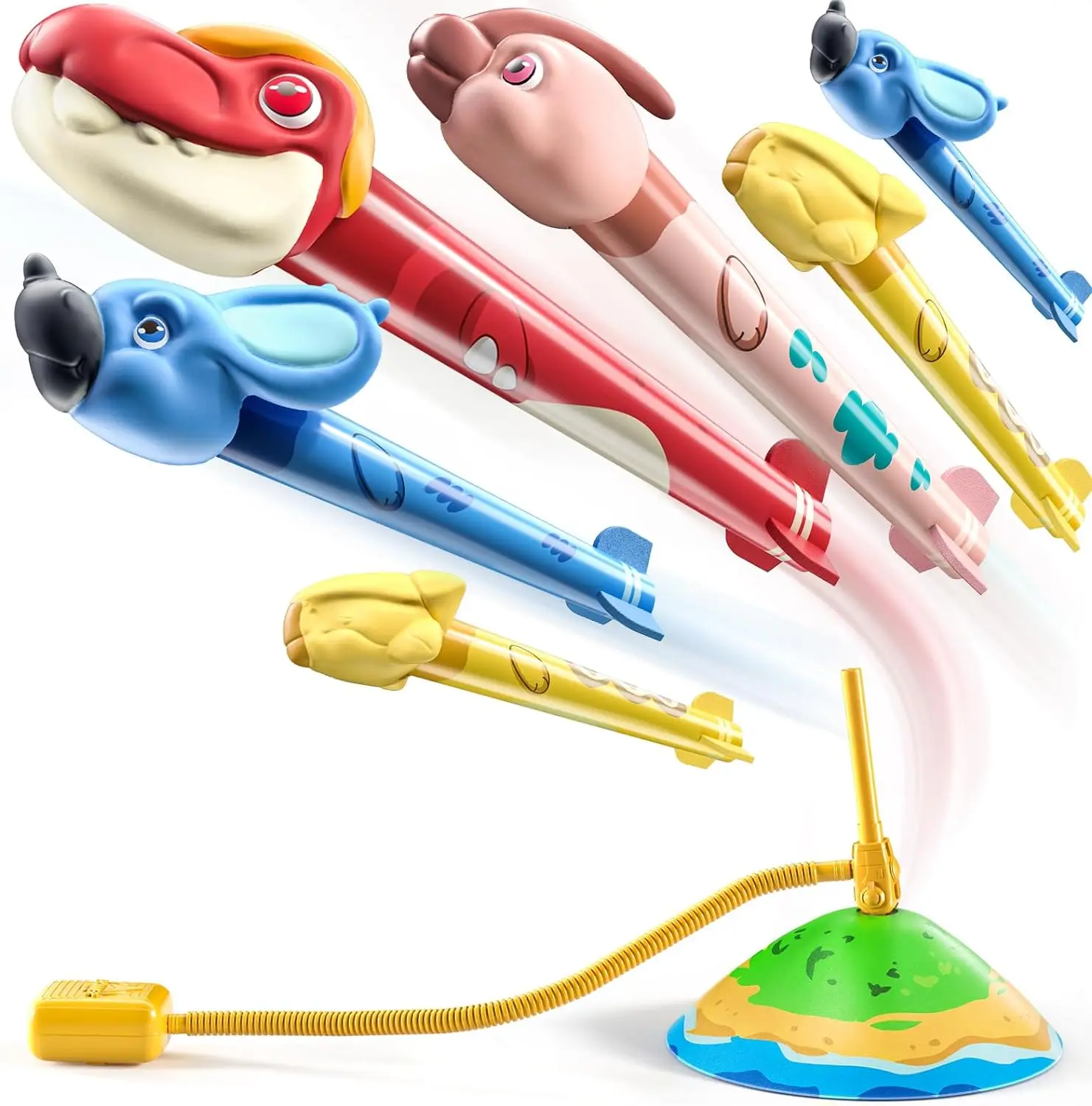 TEMI  Dinosaur Rocket Launcher for Kids - Launch up to 100 ft, Outside Outdoor Toys for Kids Toddlers Boys Girls Age 3+ Year Old