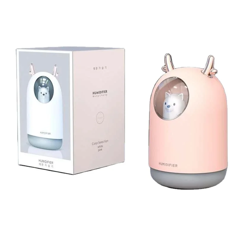 Amazon Small  Water Soluble Oil pet USB 300ml Color LED Home Cool Mist Purifier Air Freshener Cute Animal Bear Air Humidifier