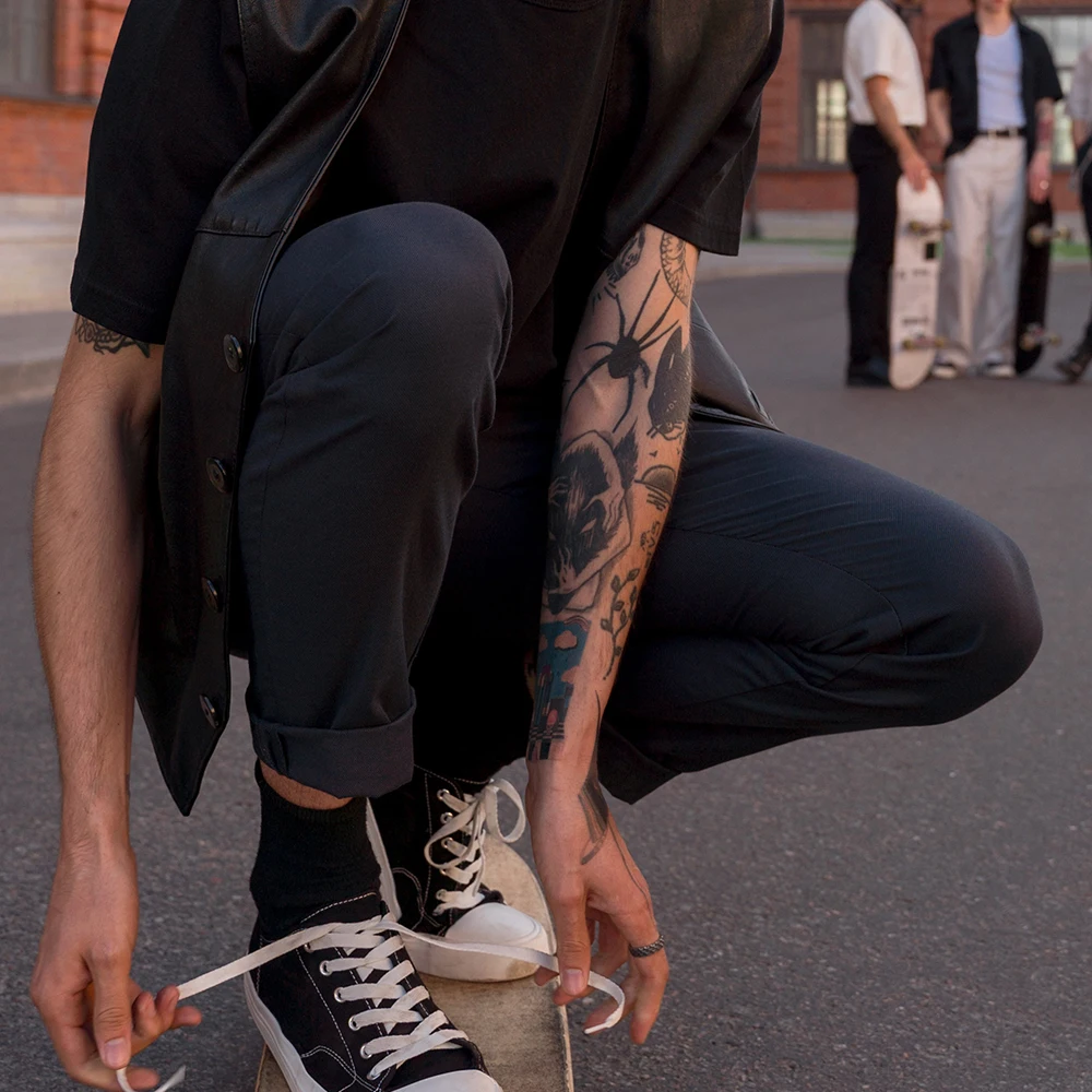 Custom inkbox heart beat simple line Hand Flower matte blue  Waterproof plant based semi permanent TemporaryTattoo Sticker