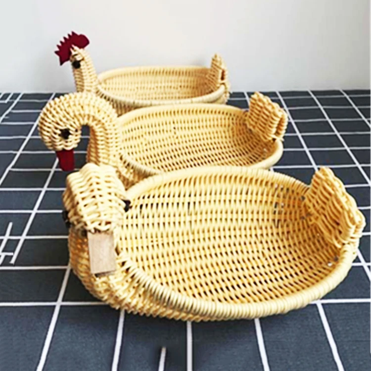 Handmade Cartoon animals woven basket creative rattan woven fruit crafts rattan basket