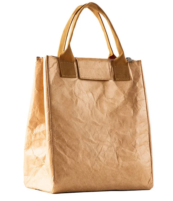 Customized Tyvek Material Lunch Cooler Bag Lunch Box Eco Friendly Washable Kraft Paper Bags 100% Leakproof Insulated Tote Bag