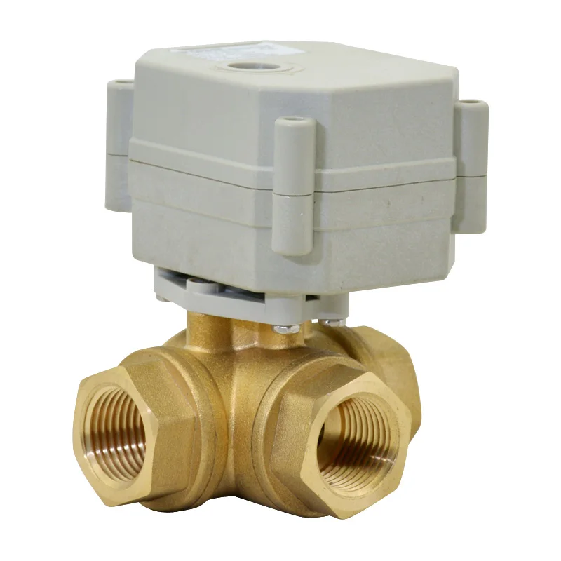 Dn32 1 1/4 'dc12v dc24v мини Полный Порт NPT резьбовой 3-ходовой латунный моторизованный Электрический водяной привод шаровой клапан