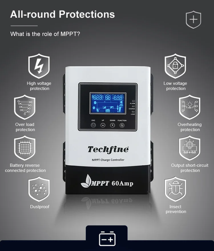 solar controller MPPT 12v 24v 48v 60A off grid solar system mppt 60a solar charge controller