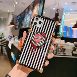 Aliexpress hot selling square mobile phones case for iphone 12 11 luxury metal surround trendy ladies case cover for 13promax