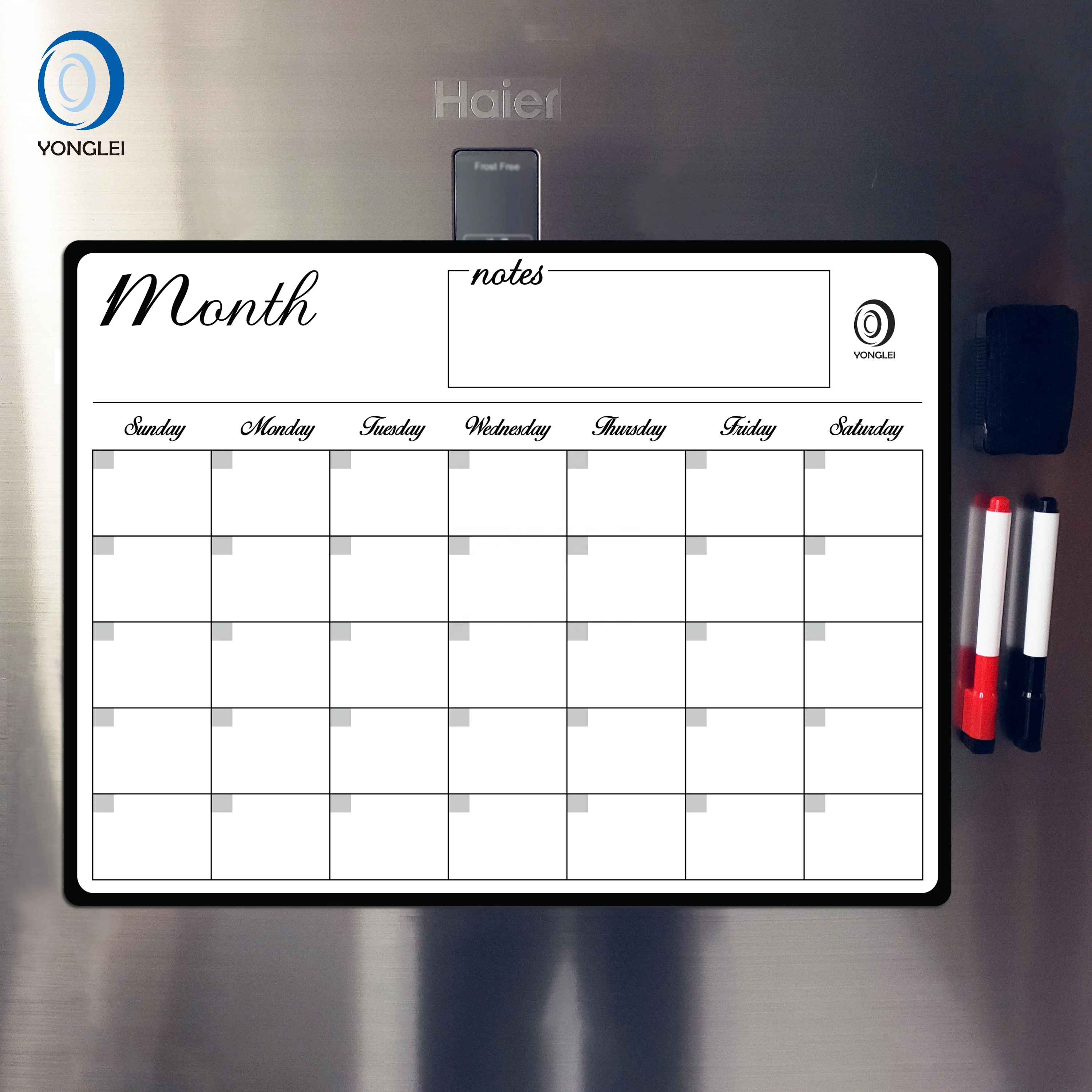 
3.3-5A2 Magnetic dri erase calendar board calender fridge magnet with notepad 