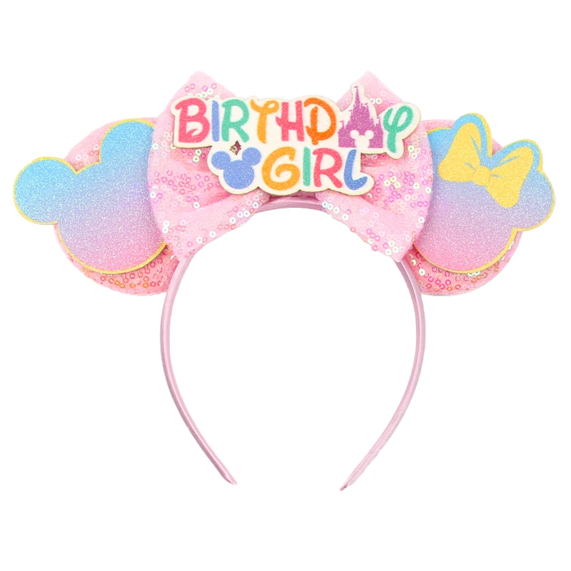New Listing Birthday Party Hair Band Hair Accessories Colorful Balloon Sequins Bow Mouse Ear Headband For Girls