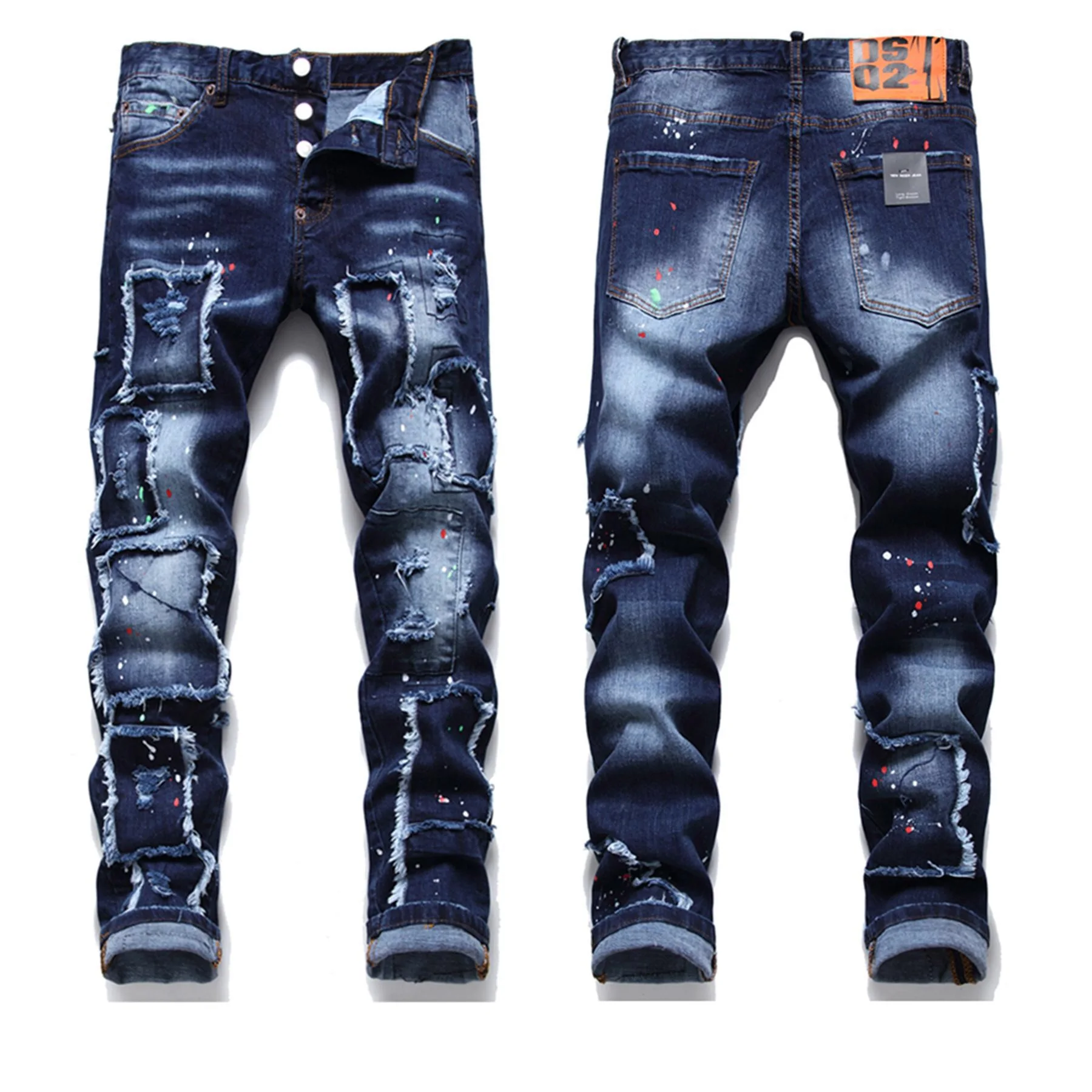 men graphic street wear skeleton y2k jeans bermudas pantalon homme pile jean straight leg funky style jeans for men