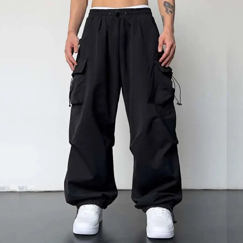 Custom Outdoor Streetwear Baggy Cargo Pants Custom Parachute Pants Men