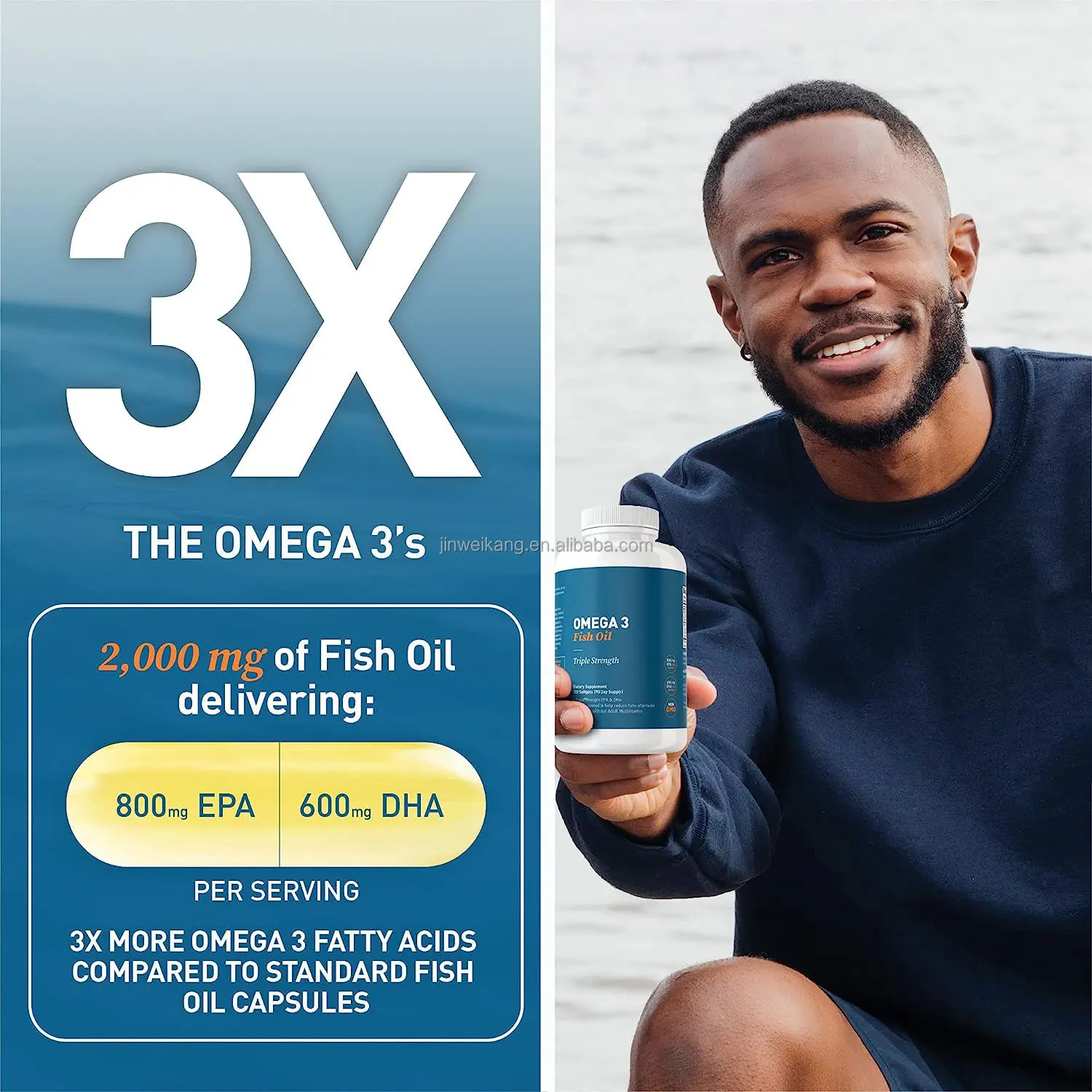 Wholesale price best quality Omega-3 Fish Oil Triple Strength Supports Brain And Heart Health Supplement fish oil omega3 capsule
