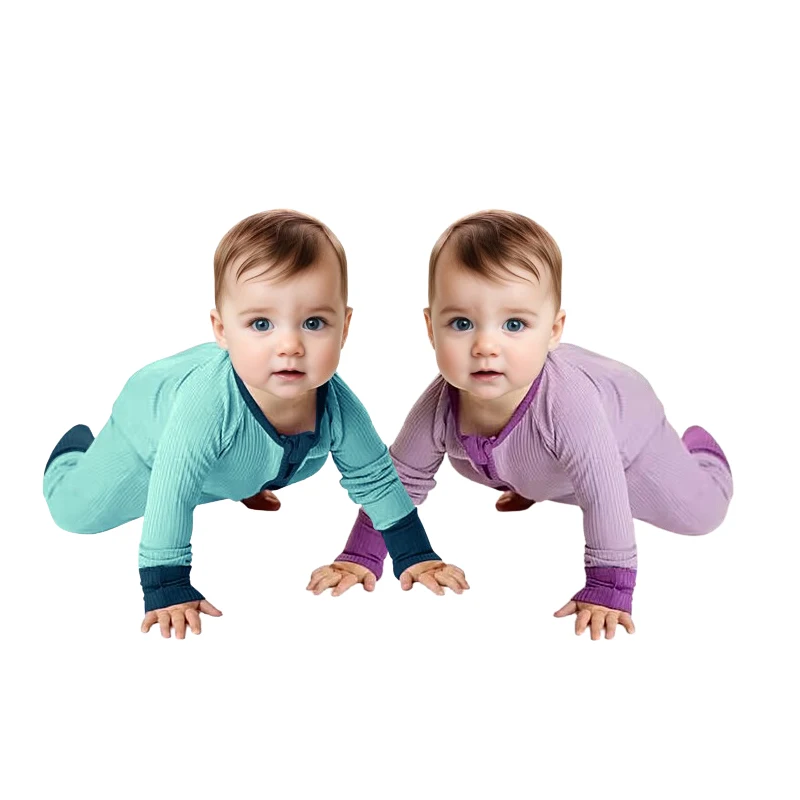 ribbed bamboo baby zipper romper clothing baby clothes wholesale pajamas bamboo baby clothing