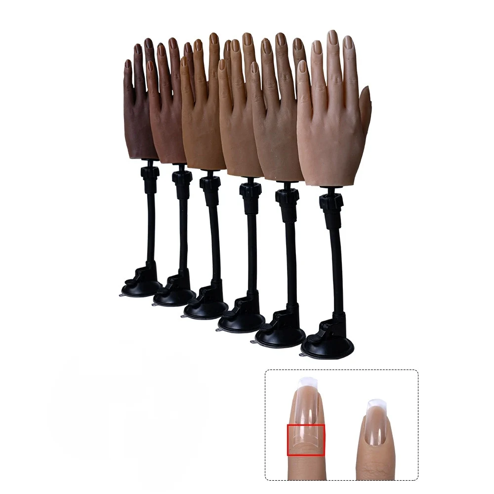 Articulated and bendable realist practice silicone prosthetic hand model  for nail art mannequin