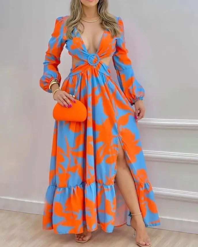 Two Piece Sell China Summer 2024 Dress Women High Quality Floral Long Dresses