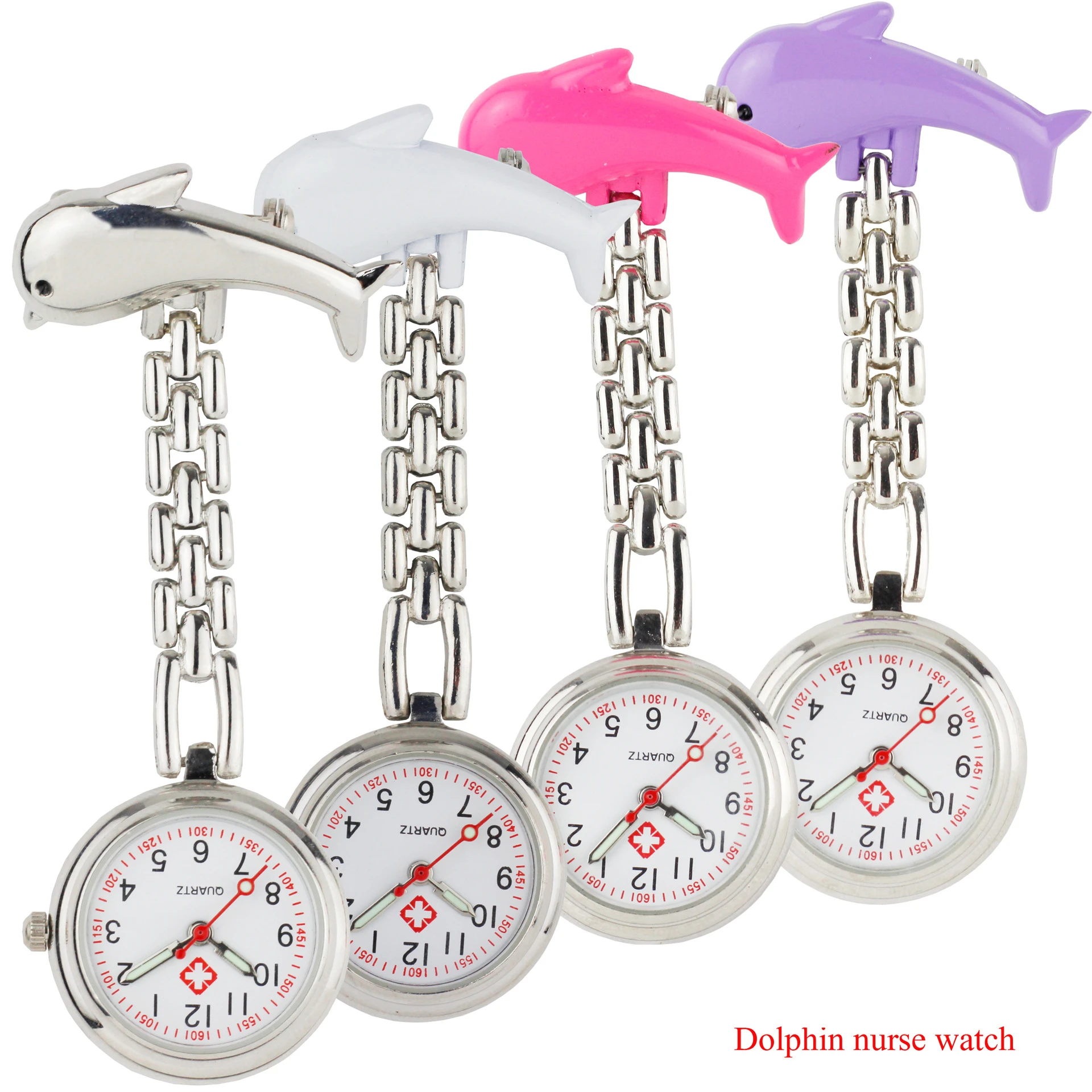 Dolphin Nurse Watch fish-shaped doctor Hanging Clock Cartoon Alloy Student Nurse Hospital Pocket Watch