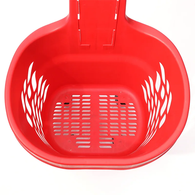 Plastic shopping basket Hand-held supermarket  hand-pushed basket with four-wheel