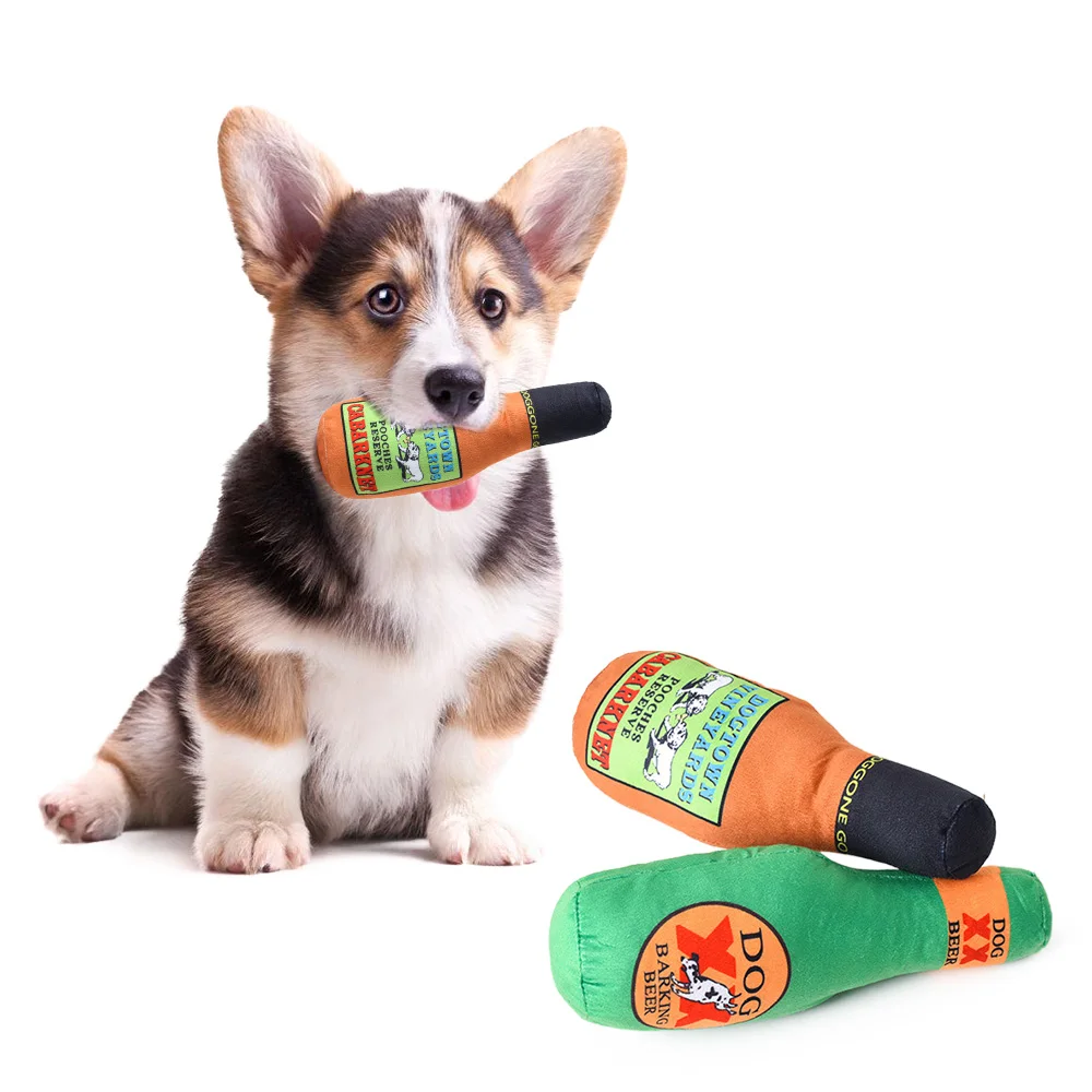 Игрушки для жевания со звуком щенок собака пивная бутылка пищалка игрушка для кошек Домашние животные плюшевая жевательная игрушка для обучения щенка
