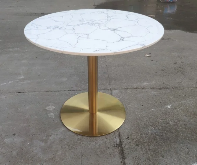 
Modern round dining table gold legs marble dining table resine white marble table restaurant furniture 
