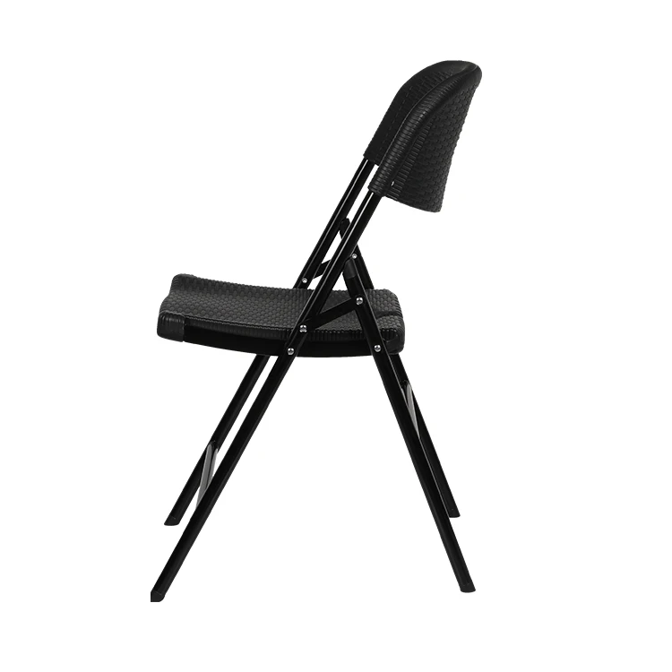 Черный складной стул, Пластиковая регулируемая складная пляжная плетеная Обеденная Мебель для здоровья, стул из ротанга, металлические стулья