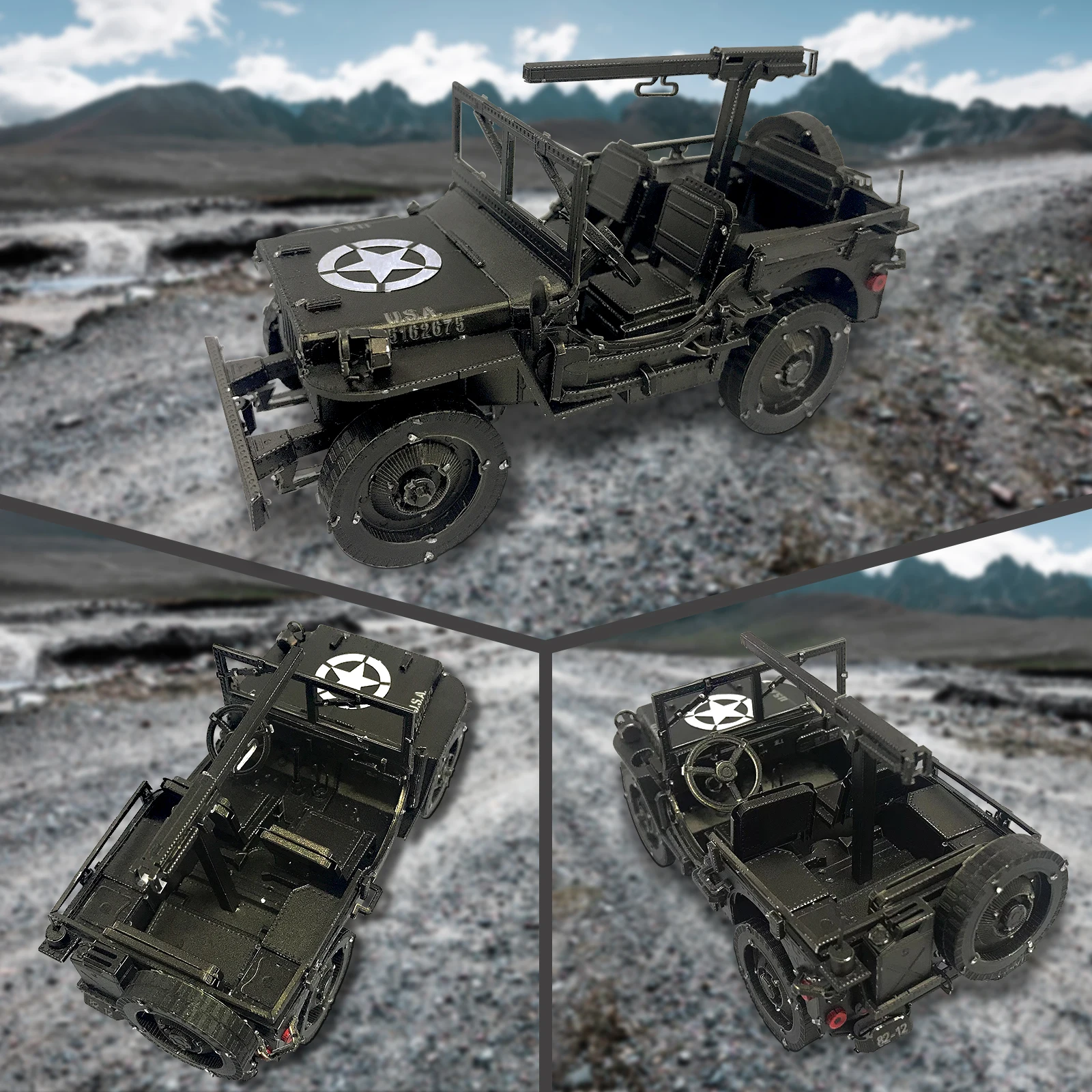 Piececool 1:24 Diecast Metal Car Diy Toys Willys Mb Vehicles 3d Stainless Steel Assembling Puzzle For Car Collection