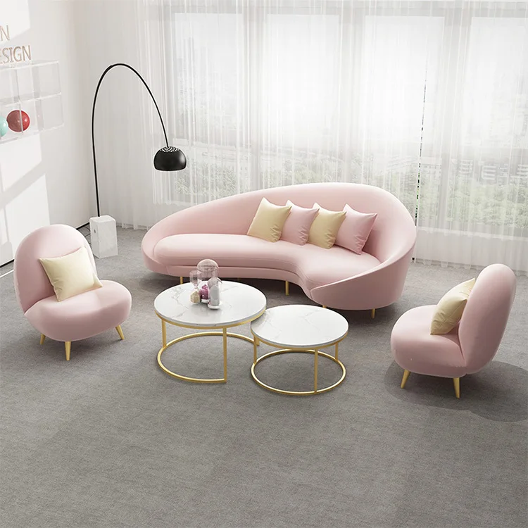Sophisticated Technology Furniture Sofa Salon Office Reception Sofa Arc Shape Cloth Art Sofa