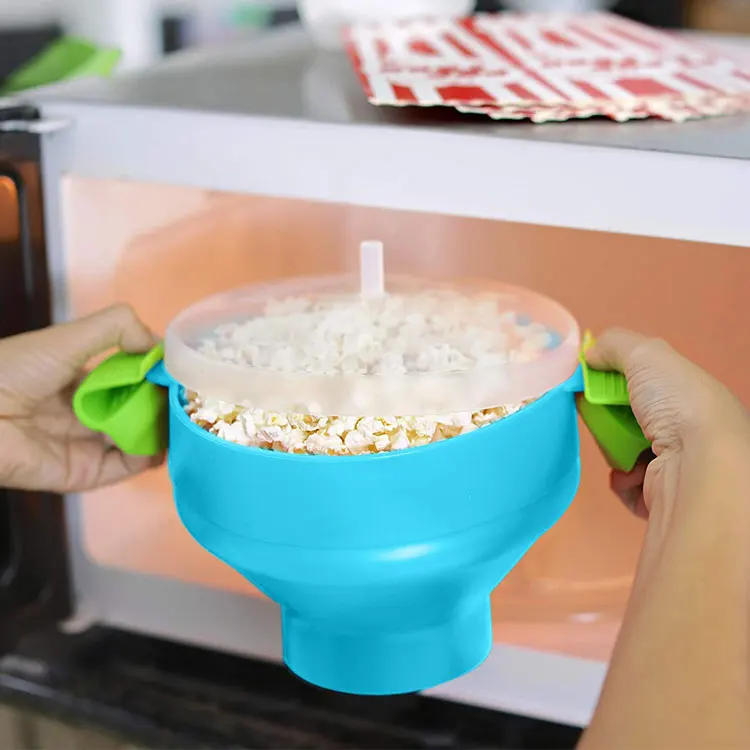 Microwaveable Durable Silicone Popcorn Popper BPA Free Collapsible Hot Air Microwave Popcorn Maker Bowl