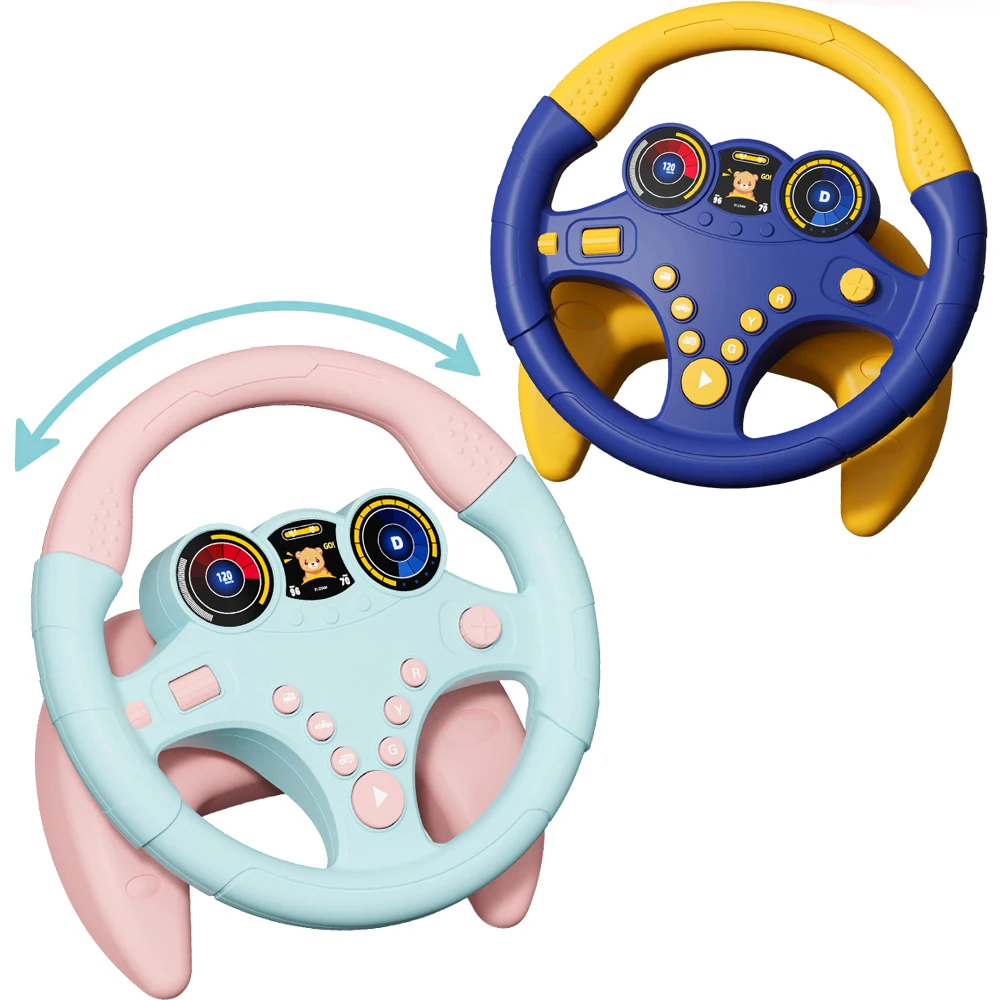 New product simulation Infant Early Educational Shining Light Musical Steering Wheel Toys For Car Seat Electronic Driving Game