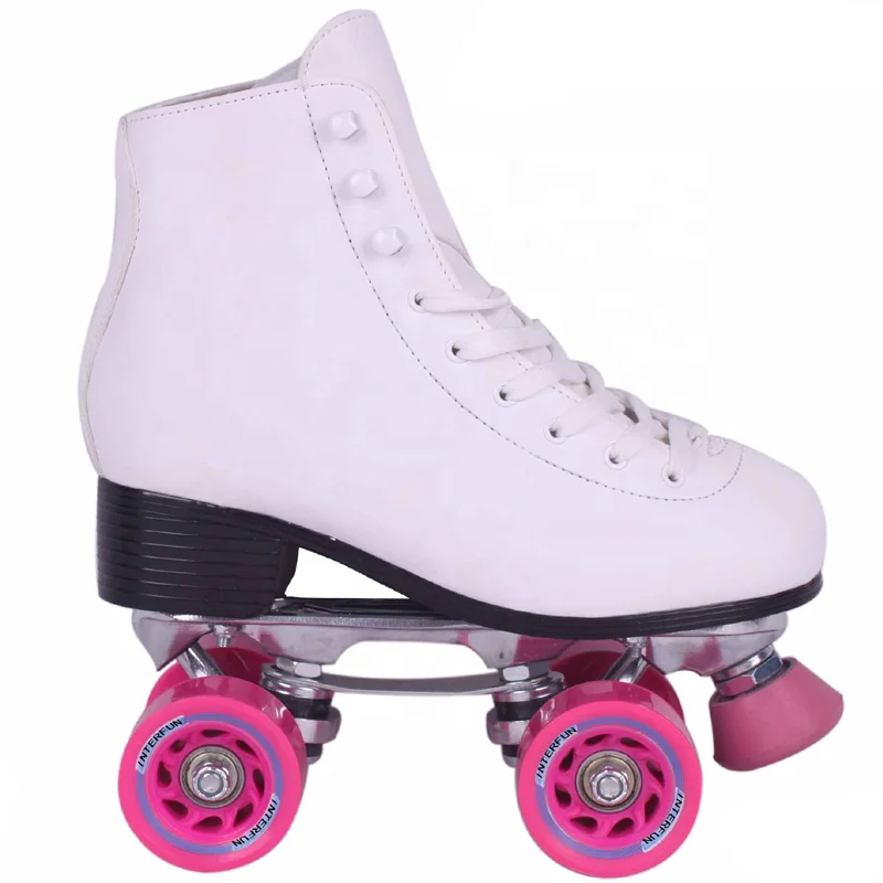 Logo custom PU wheel white color aluminum alloy plate truck quad roller skates shoes