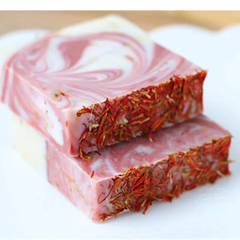 Private Logo Natural Herbal Saffron Coconut Milk Soap Bar Cold Press Essential Oil Multi-layer  Soap