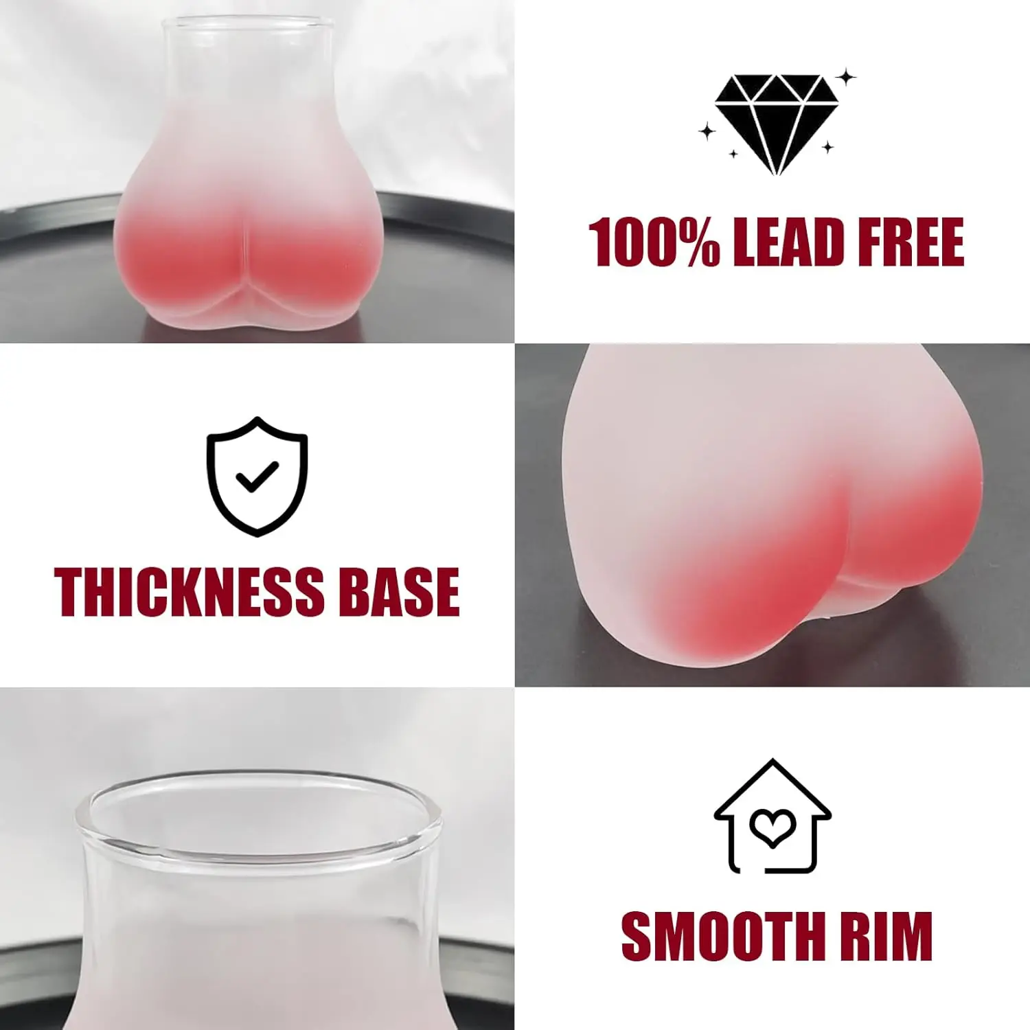 Creative and funny gift pink butt cup cute peach butt water glass cup