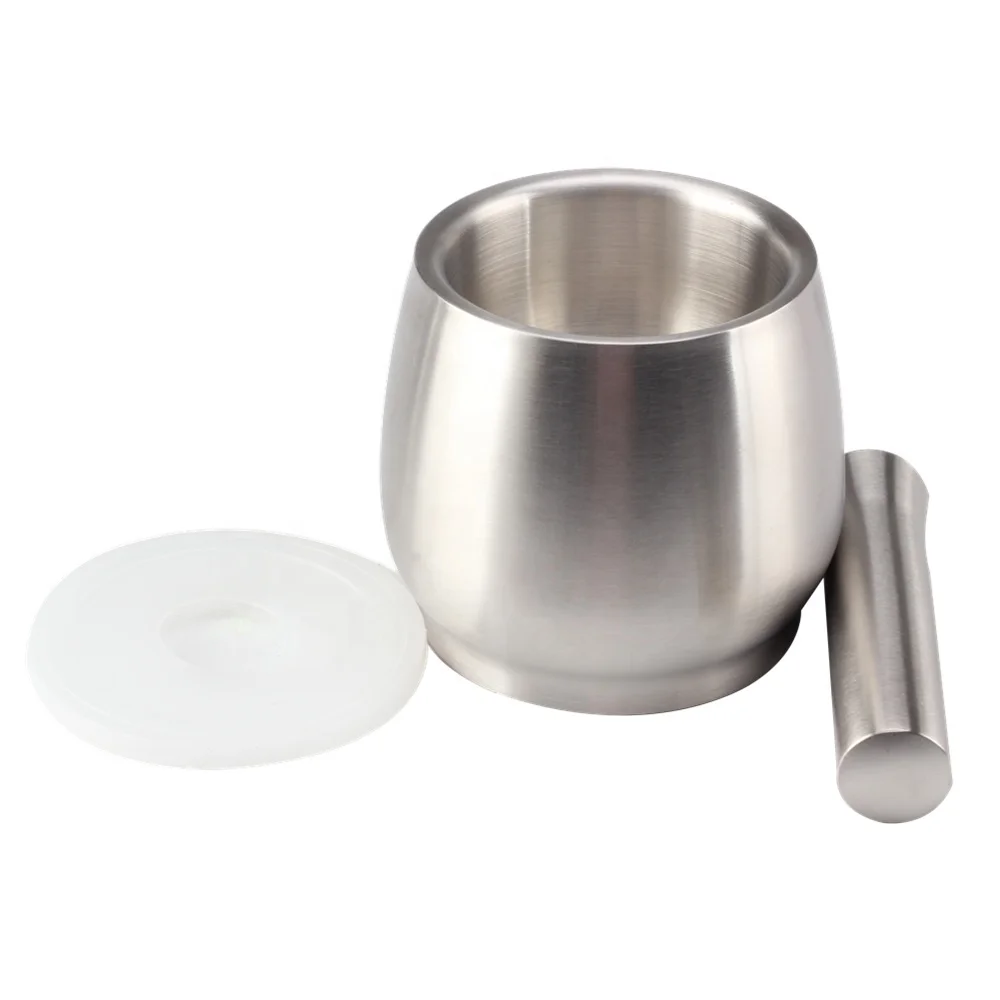 Pill Crusher, Stainless Steel Mortar and Pestle with Anti Slip Base  for Grinding Herbs Spices