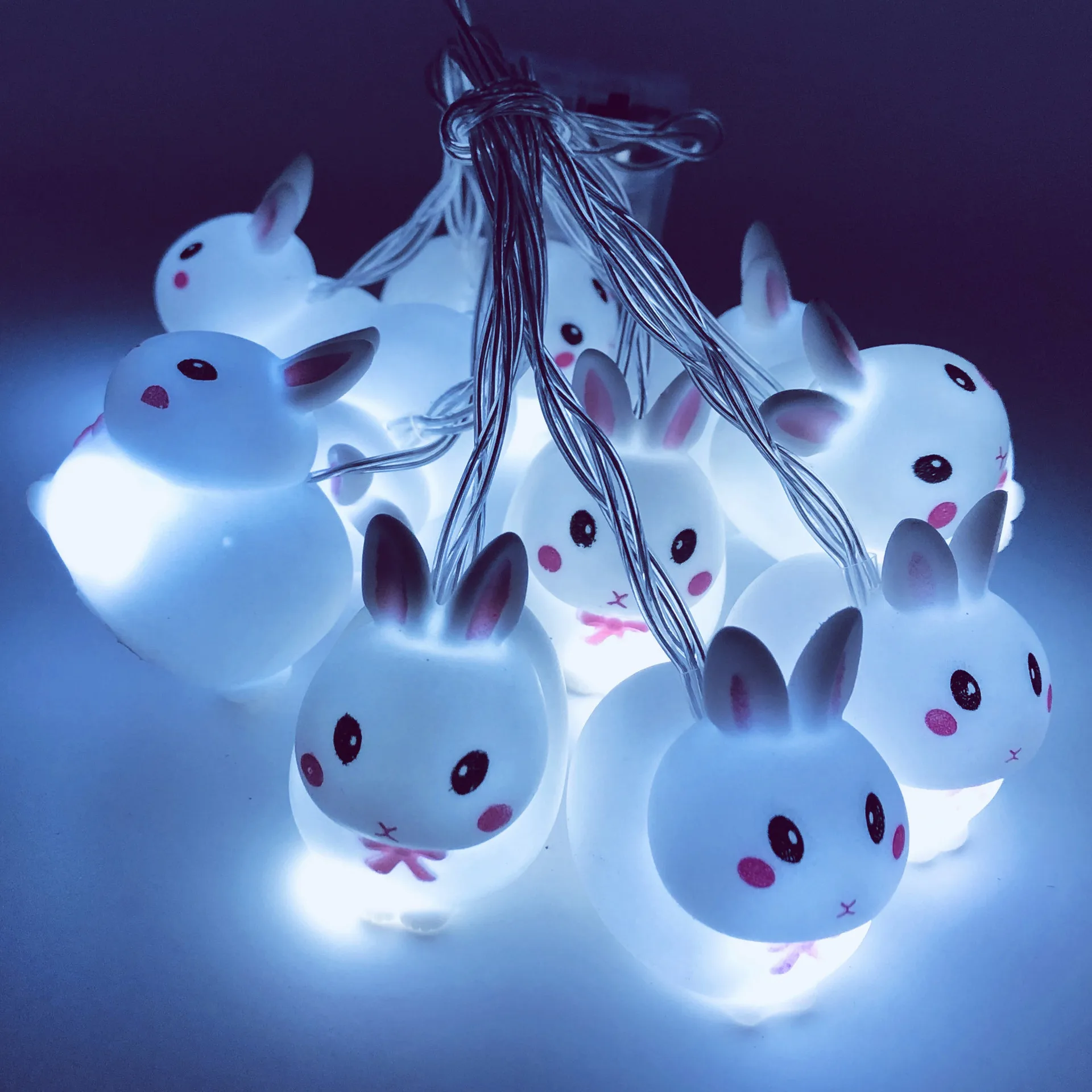 Unique Creative Battery Easter Bunny Shape Egg Led String Lights for Decoration Happy Easter Holiday Lighting Supplies