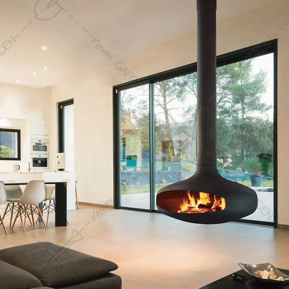 Подвесной камин-кокон на крыше из биоэтанола, матовый черный подвесной камин с настоящим пламенем