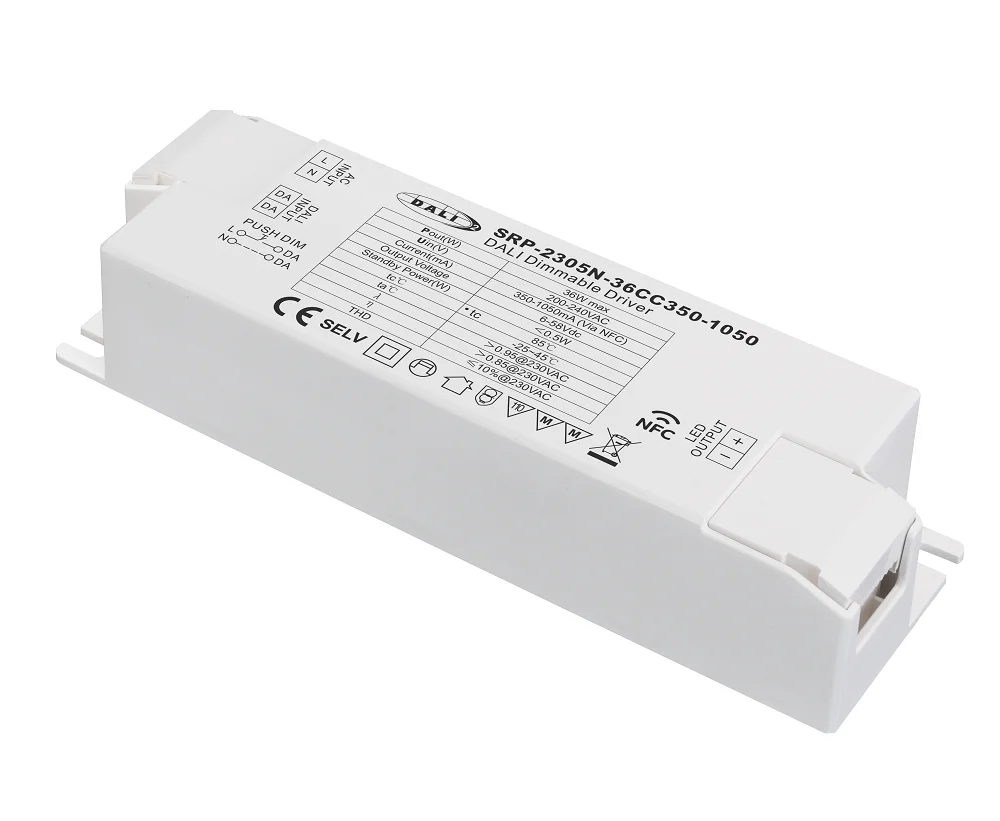 Sunricher 36W DALI DT6 NFC Enabled LED Driver With  350-1050mA Current Selectable via NFC Program Tool.
