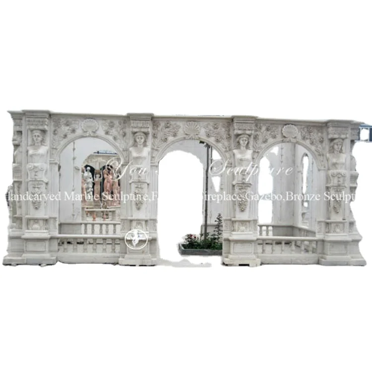 Декоративная большая статуя, уличная беседка из натурального мрамора, ручная работа, Классический павильон